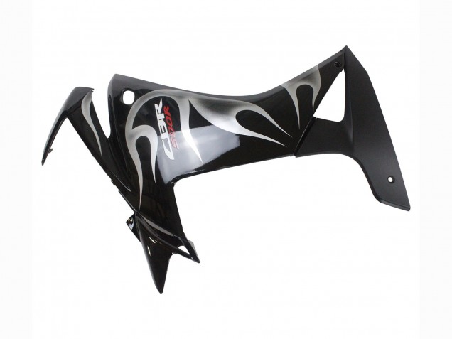 2013-2015 Honda CBR500R Motorcycle Fairings - Glossy Black Silver Flame UK Manufacturers
