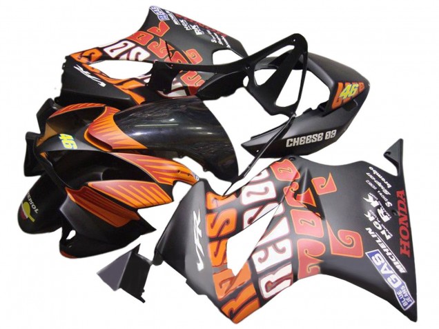2002-2013 Honda VFR 800 Motorcycle Fairings - Matte Black Orange Rossi Repsol 46 UK Manufacturers