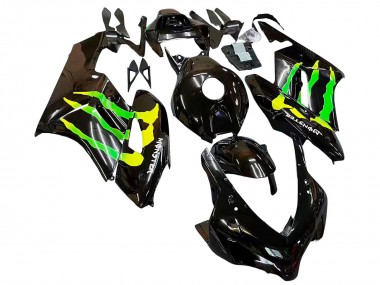 2004-2005 Honda CBR1000RR Motorcycle Fairings - Glossy Black Yellow Green Monster UK Manufacturers