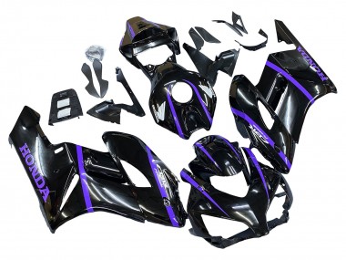 2004-2005 Honda CBR1000RR Motorcycle Fairings - Glossy Black Purple Stripe UK Manufacturers