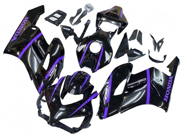 2004-2005 Honda CBR1000RR Motorcycle Fairings - Glossy Black Purple Stripe UK Manufacturers