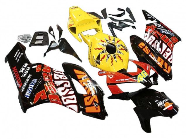 2004-2005 Honda CBR1000RR Motorcycle Fairings - Yellow Orange Glossy Black Repsol Rossi 46 UK Manufacturers