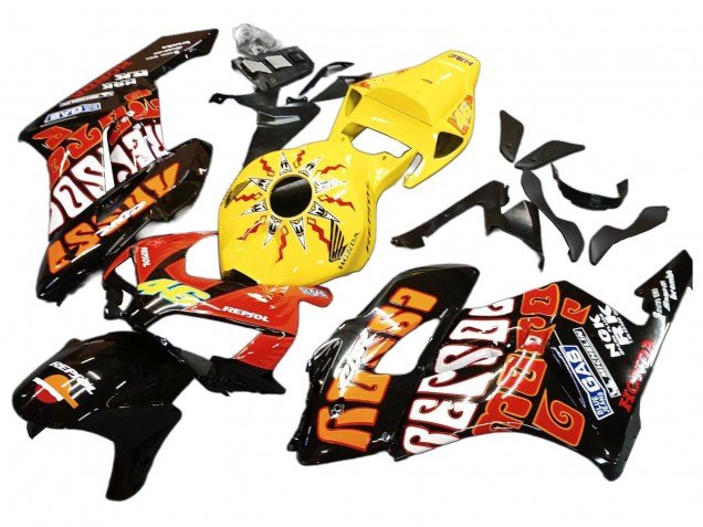 2004-2005 Honda CBR1000RR Motorcycle Fairings - Yellow Orange Glossy Black Repsol Rossi 46 UK Manufacturers