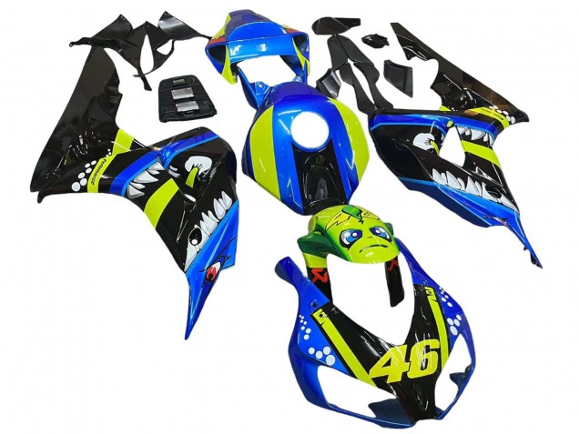 2006-2007 Honda CBR1000RR Motorcycle Fairings - Blue Fluorescent Green Glossy Black Shark 46 UK Manufacturers