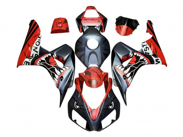 2006-2007 Honda CBR1000RR Motorcycle Fairings - Red Matte Black Monster Shark UK Manufacturers