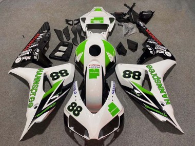2006-2007 Honda CBR1000RR Motorcycle Fairings - White Green Glossy Black Hannspree 88 UK Manufacturers