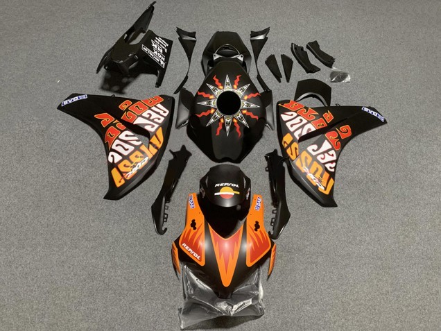 2008-2011 Honda CBR1000RR Motorcycle Fairings - Matte Black Orange Repsol Rossi UK Manufacturers