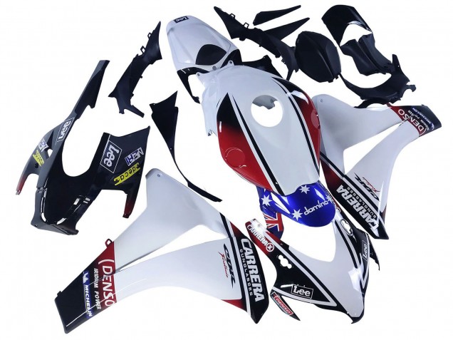 2008-2011 Honda CBR1000RR Motorcycle Fairings - White Red Blue Black Star Lee Carrera UK Manufacturers