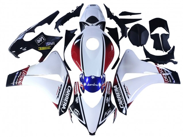 2008-2011 Honda CBR1000RR Motorcycle Fairings - White Red Blue Black Star Lee Carrera UK Manufacturers