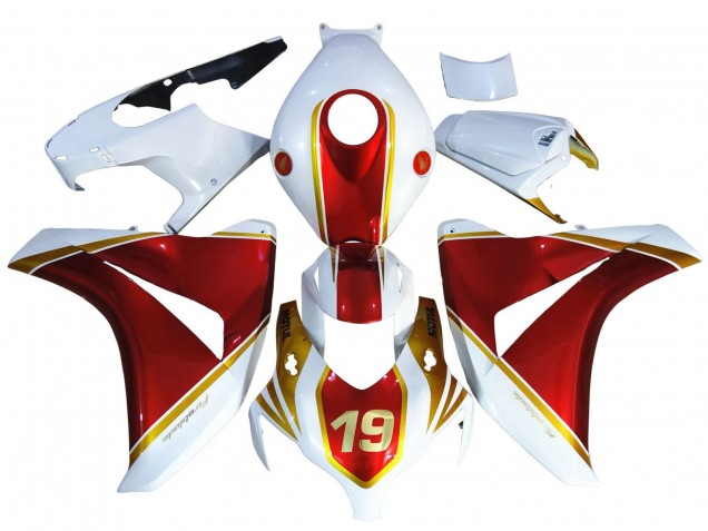 2008-2011 Honda CBR1000RR Motorcycle Fairings - White Red Gold 19 UK Manufacturers