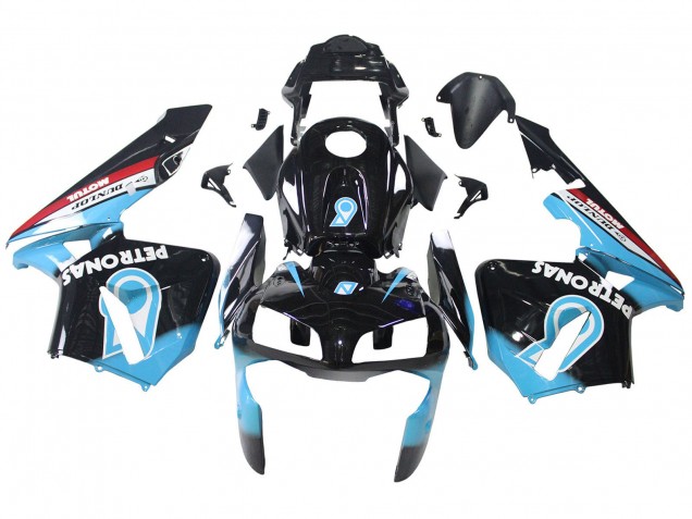 2003-2004 Honda CBR600RR Motorcycle Fairings - Light Blue Red Glossy Black Dunlop UK Manufacturers
