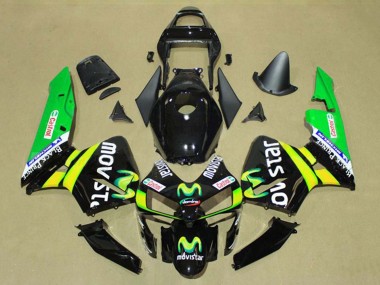 2003-2004 Honda CBR600RR Motorcycle Fairings - Glossy Black Yellow Green MoviStar Castrol UK Manufacturers