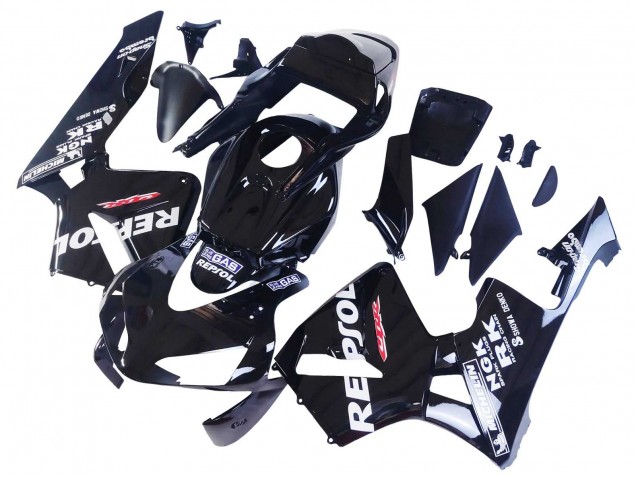 2003-2004 Honda CBR600RR Motorcycle Fairings - Glossy Black White Repsol UK Manufacturers