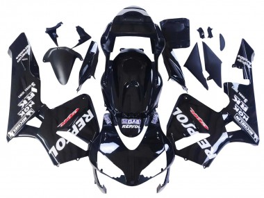 2003-2004 Honda CBR600RR Motorcycle Fairings - Glossy Black White Repsol UK Manufacturers