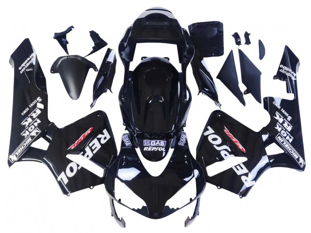 2003-2004 Honda CBR600RR Motorcycle Fairings - Glossy Black White Repsol UK Manufacturers
