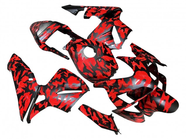 2003-2004 Honda CBR600RR Motorcycle Fairings - Black Red Grey Camouflage UK Manufacturers