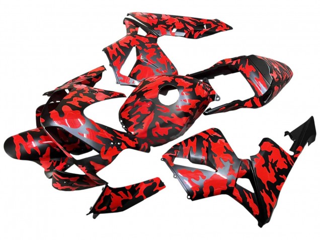 2003-2004 Honda CBR600RR Motorcycle Fairings - Black Red Grey Camouflage UK Manufacturers