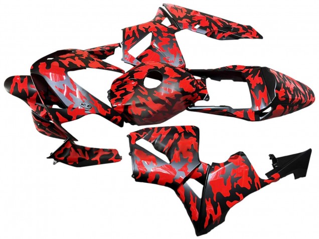 2003-2004 Honda CBR600RR Motorcycle Fairings - Black Red Grey Camouflage UK Manufacturers