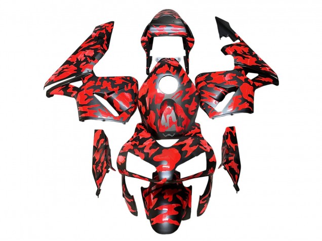 2003-2004 Honda CBR600RR Motorcycle Fairings - Black Red Grey Camouflage UK Manufacturers