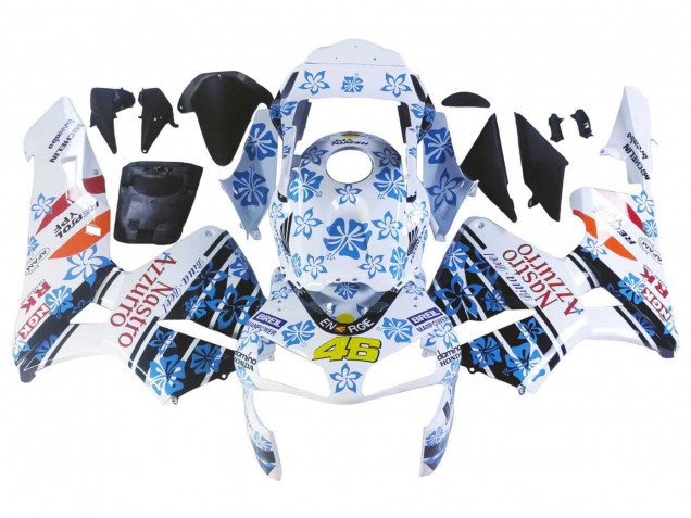 2003-2004 Honda CBR600RR Motorcycle Fairings - White Blue Red Nastro Azzurro 46 UK Manufacturers