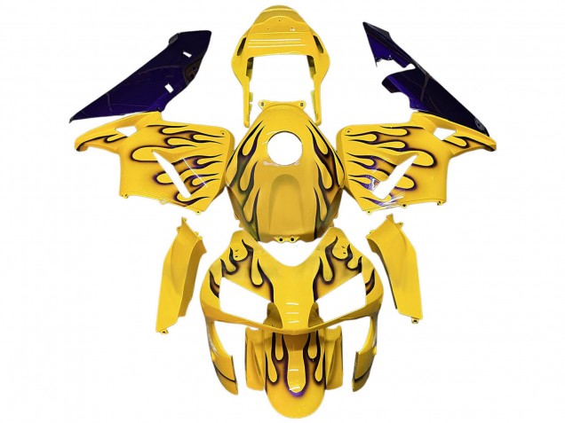 2003-2004 Honda CBR600RR Motorcycle Fairings - Yellow Black Flame UK Manufacturers