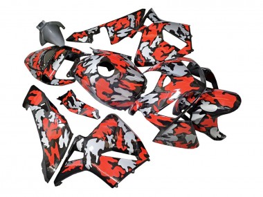 2005-2006 Honda CBR600RR Motorcycle Fairings - Black with Red Grey Camouflage UK Manufacturers