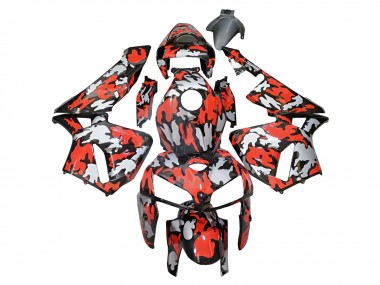 2005-2006 Honda CBR600RR Motorcycle Fairings - Black with Red Grey Camouflage UK Manufacturers
