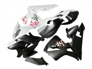 2005-2006 Honda CBR600RR Motorcycle Fairings - Black White with Cherry Blossom UK Manufacturers