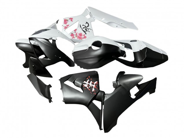 2005-2006 Honda CBR600RR Motorcycle Fairings - Black White with Cherry Blossom UK Manufacturers