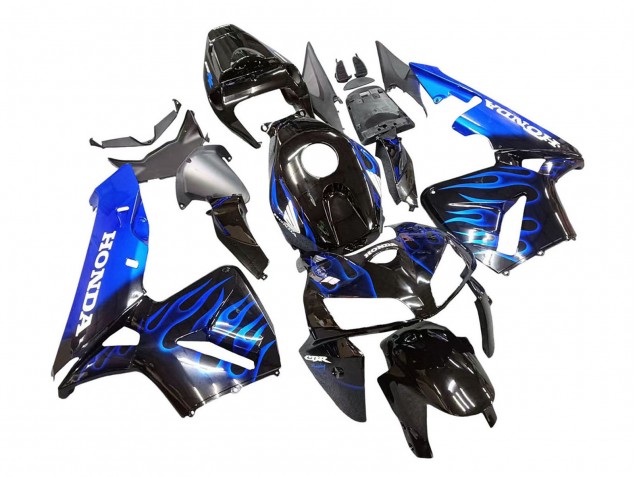2005-2006 Honda CBR600RR Motorcycle Fairing - Glossy Black Blue Flame UK Manufacturers
