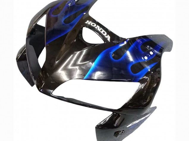 2005-2006 Honda CBR600RR Motorcycle Fairing - Glossy Black Blue Flame UK Manufacturers