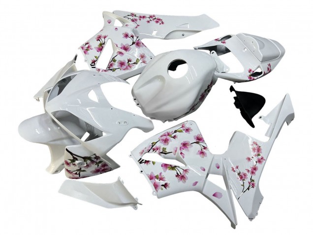 2005-2006 Honda CBR600RR Motorcycle Fairings - White with Cherry Blossom UK Manufacturers