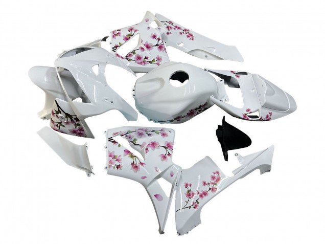 2005-2006 Honda CBR600RR Motorcycle Fairings - White with Cherry Blossom UK Manufacturers
