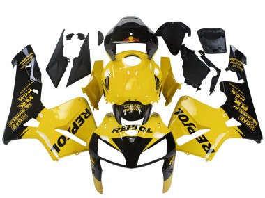2005-2006 Honda CBR600RR Motorcycle Fairings - Yellow Black Repsol UK Manufacturers