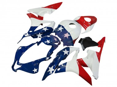 2007-2008 Honda CBR600RR Motorcycle Fairings - White Blue Red Star UK Manufacturers