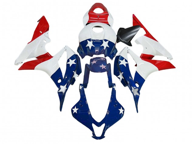 2007-2008 Honda CBR600RR Motorcycle Fairings - White Blue Red Star UK Manufacturers