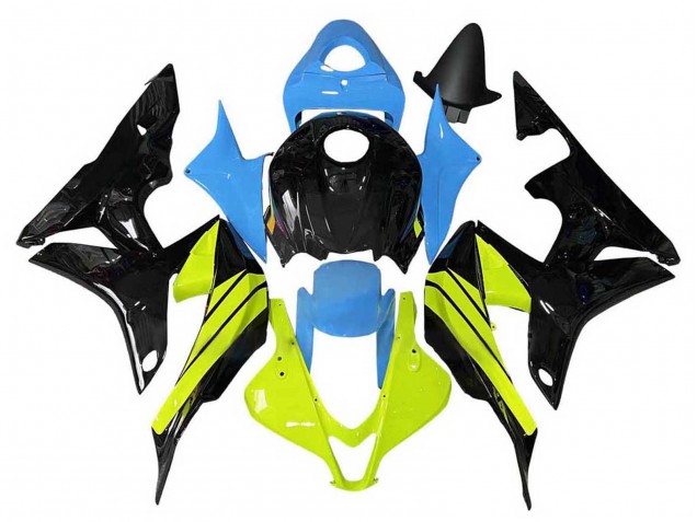 2007-2008 Honda CBR600RR Motorcycle Fairings - Blue Yellow Glossy Black UK Manufacturers