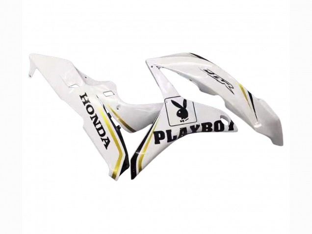 2007-2008 Honda CBR600RR Motorcycle Fairing - White Gold Glossy Black Playboy UK Manufacturers