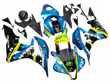 2007-2008 Honda CBR600RR Motorcycle Fairings - Green Yellow Glossy Black Shark 46 UK Manufacturers