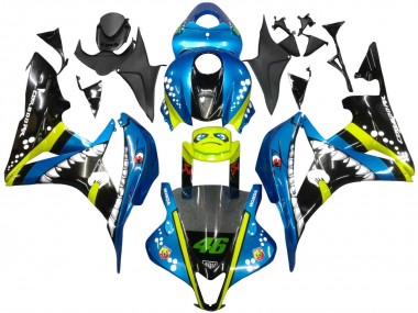 2007-2008 Honda CBR600RR Motorcycle Fairings - Green Yellow Glossy Black Shark 46 UK Manufacturers