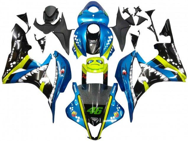 2007-2008 Honda CBR600RR Motorcycle Fairings - Green Yellow Glossy Black Shark 46 UK Manufacturers