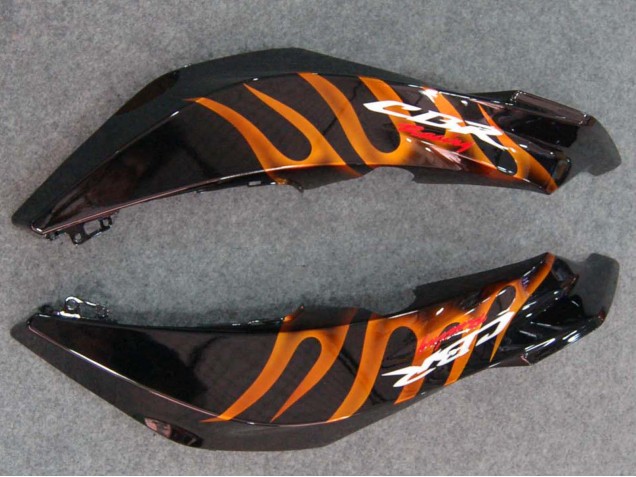 2007-2008 Honda CBR600RR Motorcycle Fairings - Glossy Black Orange Flame UK Manufacturers