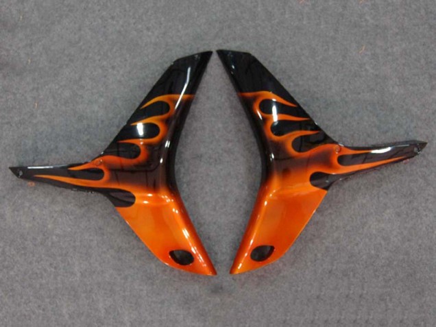 2007-2008 Honda CBR600RR Motorcycle Fairings - Glossy Black Orange Flame UK Manufacturers