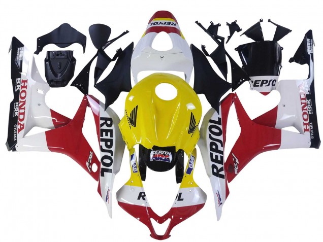2007-2008 Honda CBR600RR Motorcycle Fairings - White Yellow Red Repsol HRC UK Manufacturers