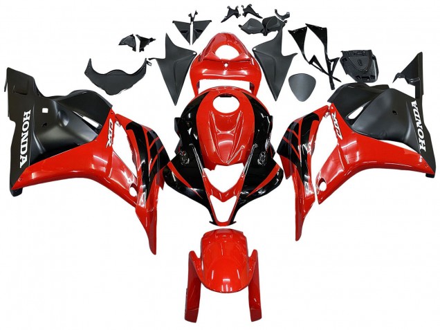 2009-2012 Honda CBR600RR Motorcycle Fairings - Red Glossy Black Matte Black Stripe UK Manufacturers