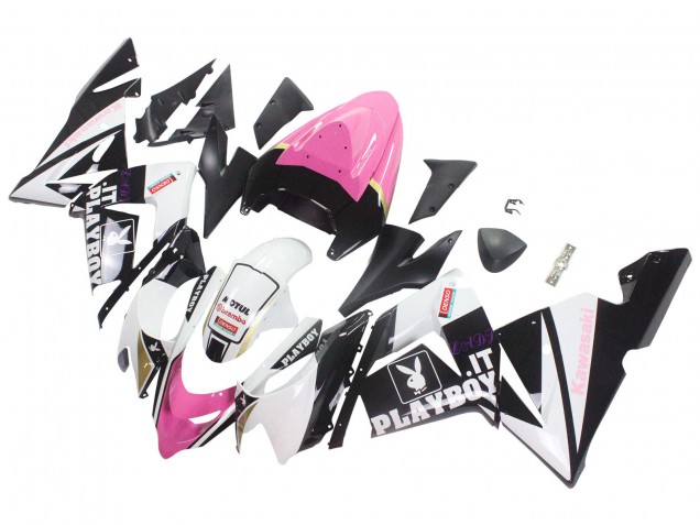 2004-2005 Kawasaki ZX10R Motorcycle Fairings - Black Pink White Playboy Motul UK Manufacturers