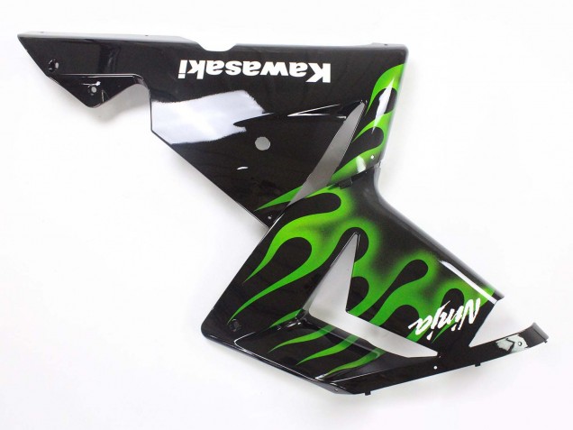 2004-2005 Kawasaki ZX10R Motorcycle Fairings - Black with Green Flame Ninja UK Manufacturers