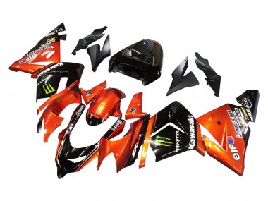 2004-2005 Kawasaki ZX10R Motorcycle Fairings - Burnt Orange Black Monster Elf UK Manufacturers