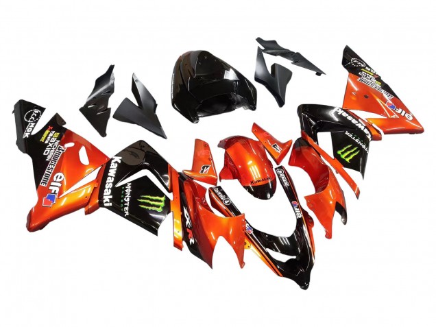 2004-2005 Kawasaki ZX10R Motorcycle Fairings - Burnt Orange Black Monster Elf UK Manufacturers