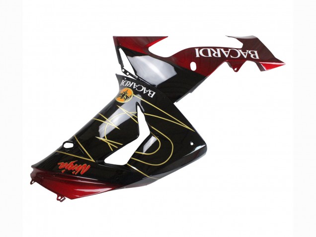 2006-2007 Kawasaki ZX10R Motorcycle Fairings - Black Red Gold BACARDI UK Manufacturers